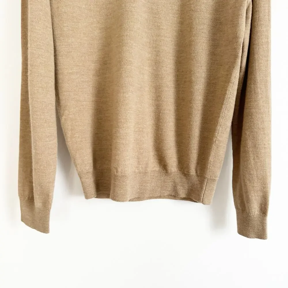J. CREW Merino Wool V Neck Sweater Tan Medium M
